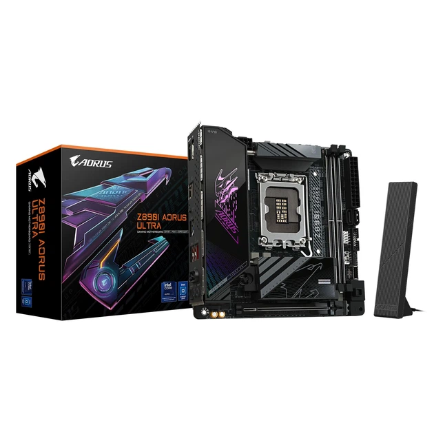 Материнська плата GIGABYTE Z890I AORUS ULTRA (s1851, Intel Z890, DDR5, Mini-ITX) - Фото 1 Материнська плата GIGABYTE Z890I AORUS ULTRA (s1851, Intel Z890, DDR5, Mini-ITX) - зображення 1