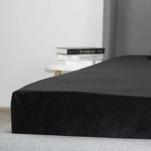 Простыня на резинке 180×200 ТЕП VELOUR черная, велюр 200 г/м² - изображение 3