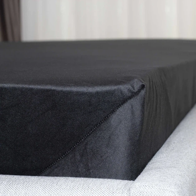 Простыня на резинке 180×200 ТЕП VELOUR черная, велюр 200 г/м² - изображение 4