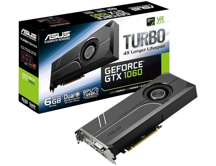 Відеокарта GeForce GTX 1060 6GB Asus Turbo (TURBO-GTX1060-6G) Б/В - Фото 1 Відеокарта GeForce GTX 1060 6GB Asus Turbo (TURBO-GTX1060-6G) Б/В - зображення 1