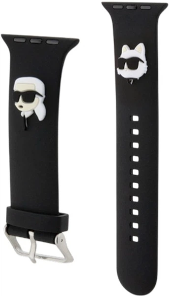 Pasek Karl Lagerfeld 3D Rubber Karl&Choupette Heads do Apple Watch Series 1/2/3/4/5/6/7/8/9/SE/SE2/Ultra/Ultra 2 42-49 mm Black (3666339190088) - obraz 3