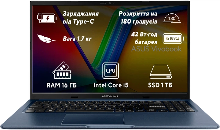 Ноутбук ASUS Vivobook 15 X1502VA-BQ737 Quiet Blue (90NB10T1-M01AF0) - изображение 2