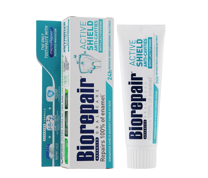 Зубна паста Biorepair Advanced Active Shield проти зубного нальоту для здорових ясен 75 мл (8017331068694) - зображення 2