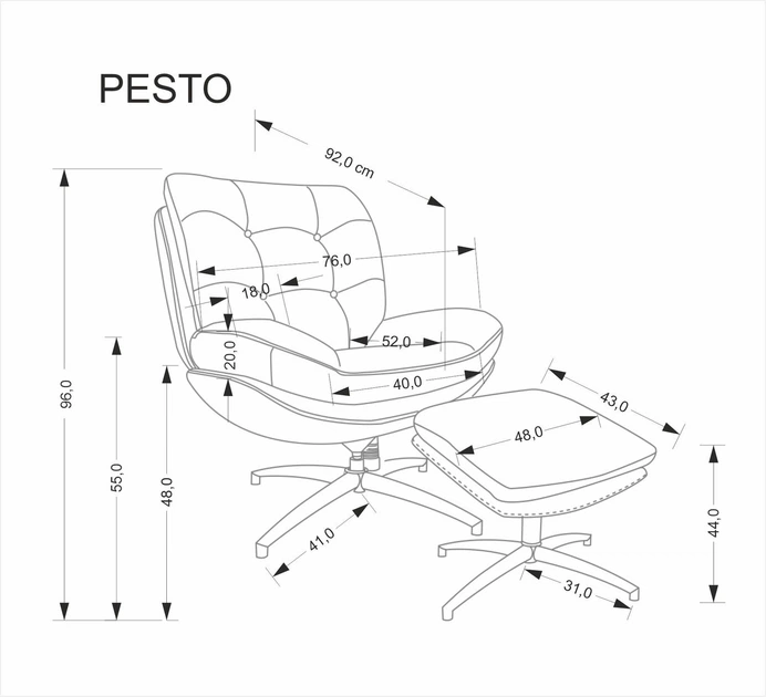 Крісло для відпочинку Halmar PESTO з підставкою для ніг та функцією люльки Бежеве (5905248135734) - зображення 8
