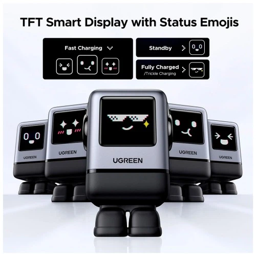 Зарядний пристрій Ugreen 1xUSB + 3xUSB-C GaN 100W Robot X688 gray (45515B) UGREEN 45515B 928345 - зображення 3