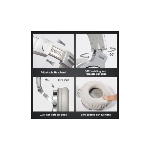 Навушники OneOdio Pro 10 3,5мм/6,35мм Silver (Pro 10 Silver) OneOdio Pro 10 Silver 928545 - зображення 3