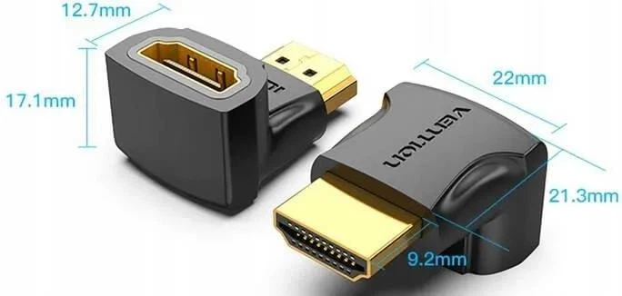 Перехідник Vention HDMI Male to HDMI Female 90° Black (AIOB0-2) 2 штуки - Фото 2 Перехідник Vention HDMI Male to HDMI Female 90° Black (AIOB0-2) 2 штуки - зображення 2