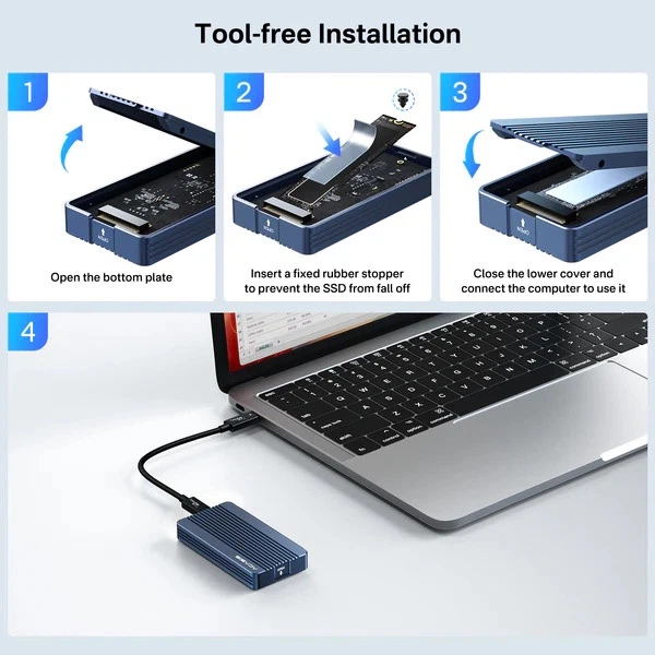 Зовнішній корпус Acasis TBU405Air для M.2 NVMe SSD, Thunderbolt 4/3/USB4, до 40 Гбіт/с (Сірий) - зображення 3
