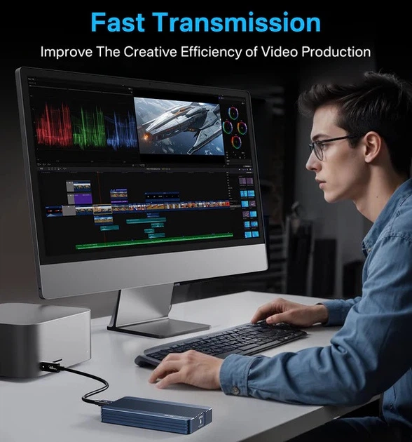 Зовнішній корпус Acasis TBU405Air для M.2 NVMe SSD, Thunderbolt 4/3/USB4, до 40 Гбіт/с (Сірий) - зображення 5