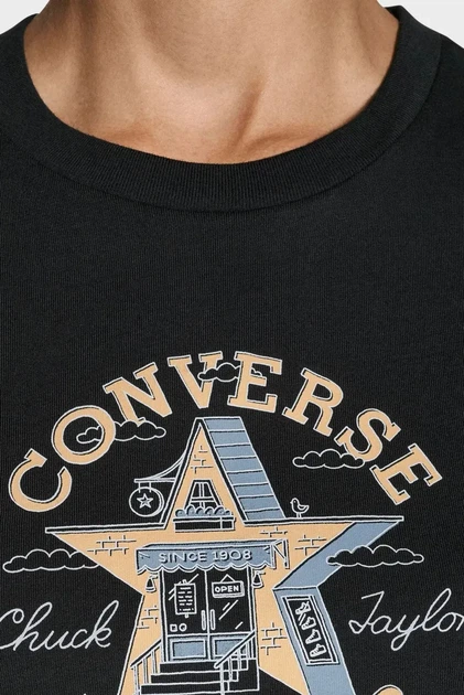 Жіноча чорна футболка CHUCK PATCH Converse XS CVW5T241 - Фото 5 Жіноча чорна футболка CHUCK PATCH Converse XS CVW5T241 - изображение 5