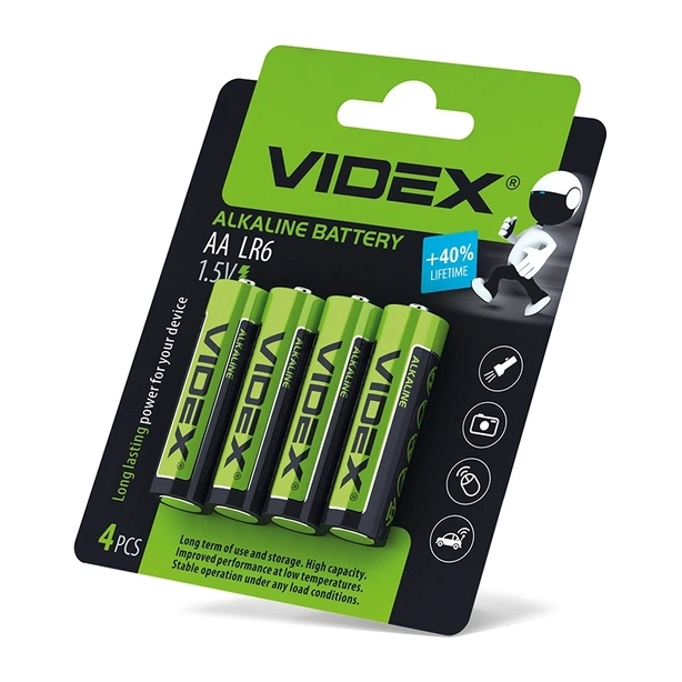 Батарейки Videx LR06/АА лужні 1.5 V 4шт/уп (007005) - Фото 1 Батарейки Videx LR06/АА лужні 1.5 V 4шт/уп (007005) - зображення 1