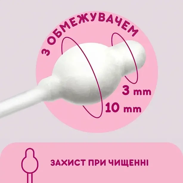 Ватні палички Smile Baby для дітей з обмежувачем 60 шт. (613544) - изображение 2