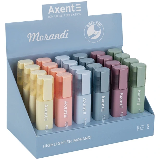 Маркер текстовий Axent morandi асорті 6 кольорів в блоці 1-5 мм клиноп (2537-50-A) - изображение 3