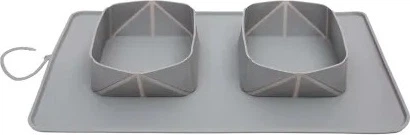 Mata silikonowa z 2 miskami Paw Love M Szara (5714156138665) - obraz 2