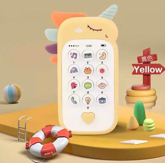 Дитяча розвиваюча іграшка- телефон "Єдиноріжка" WToys 90313 UA Жовтий, українська озвучка - изображение 2