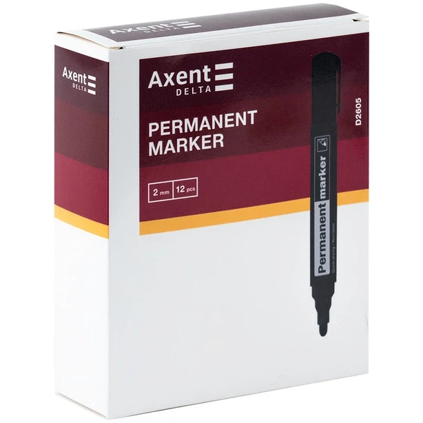 Маркер перманентний Axent Permanent червоний 2 мм круглий (D2605-06) - Фото 2 Маркер перманентний Axent Permanent червоний 2 мм круглий (D2605-06) - зображення 2