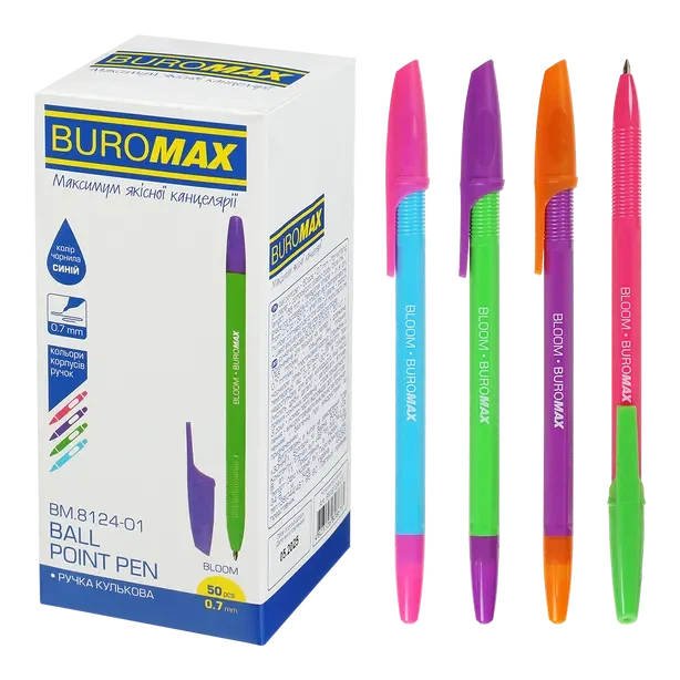 Ручка кулькова Buromax BLOOM чорнило синє 0.7 мм пластик (BM.8124-01) - изображение 8