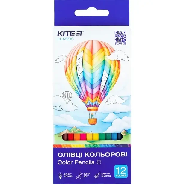 Кольорові олівці Kite Classic 12 кольорів (K-051) - Фото 1 Кольорові олівці Kite Classic 12 кольорів (K-051) - зображення 1