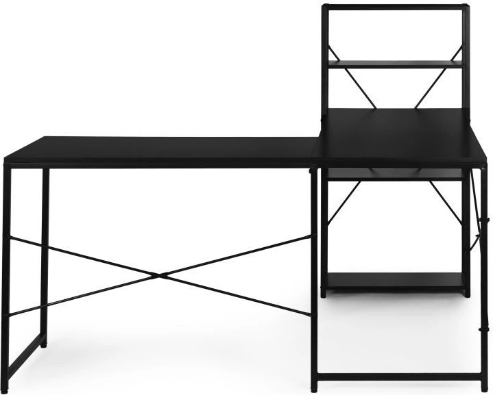 Biurko komputerowe ModernHome by Multistore narożne z regałem 4 półki TH-CD-1 Czarne (5905817011094) - obraz 2