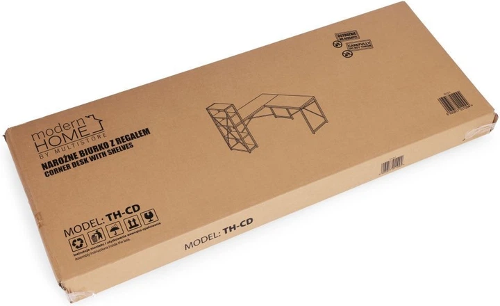 Biurko komputerowe ModernHome by Multistore narożne z regałem 4 półki TH-CD-7-16 Postarzany orzech (5905817011100) - obraz 7