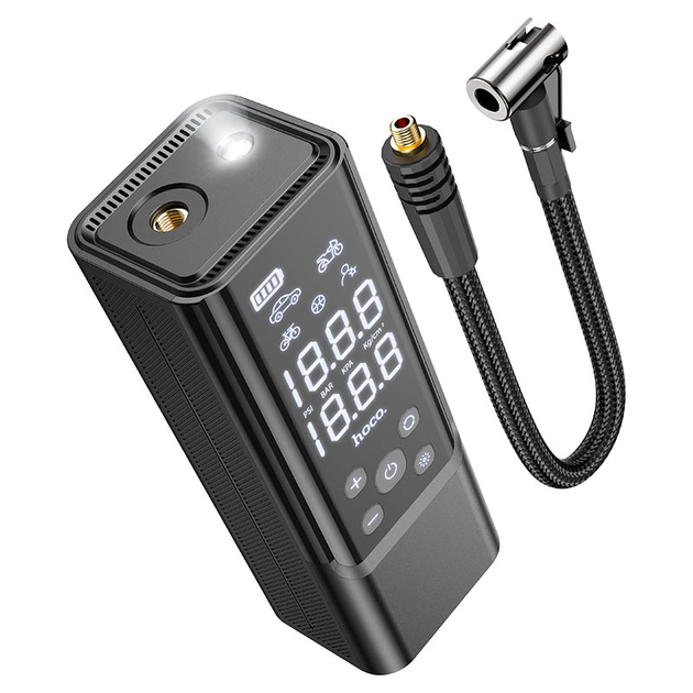 Автомобильный насос HOCO ZP7 Maddy portable smart air pump (5000mAh) Black - изображение 3