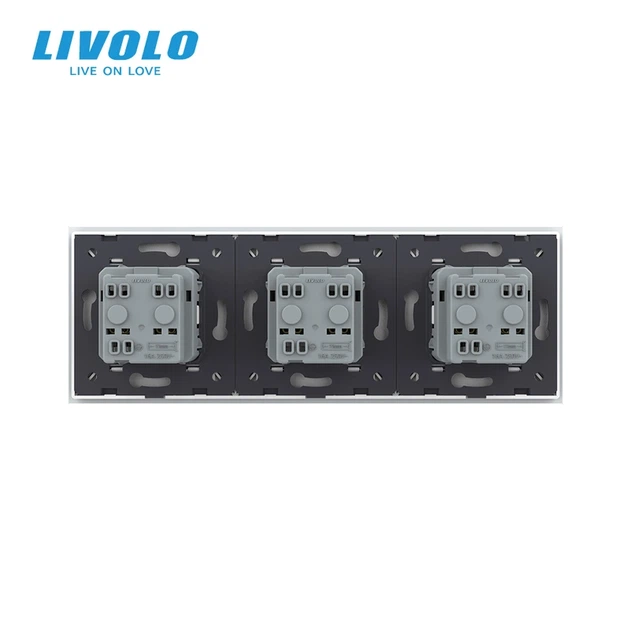 Потрійна електрична розетка з заземленням LIVOLO, біла, скляна рамка, шторки, 250В 16А (VL-C7C3EU-11) (VL-C7FCTC16A-6WP) - Фото 5 Потрійна електрична розетка з заземленням LIVOLO, біла, скляна рамка, шторки, 250В 16А (VL-C7C3EU-11) (VL-C7FCTC16A-6WP) - зображення 5