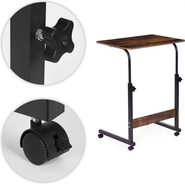 Mobilny stolik boczny ModernHome by Multistore regulowany 60 x 89 x 40 cm TH-LD-7-16 Postarzany orzech (5905817011124) - obraz 7