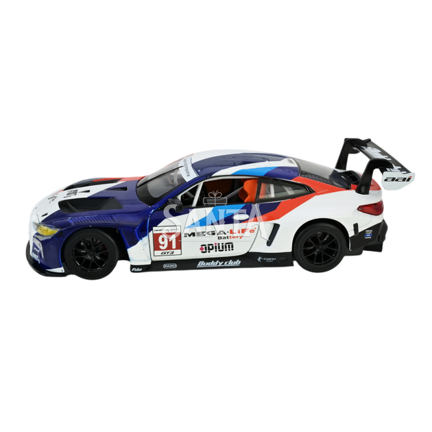 Машина металл BMW M4 GT3 Sport БМВ Автопром синяя 1:24 свет звук открыв двери 21*9*5,5 см (68282A(B)) - изображение 3