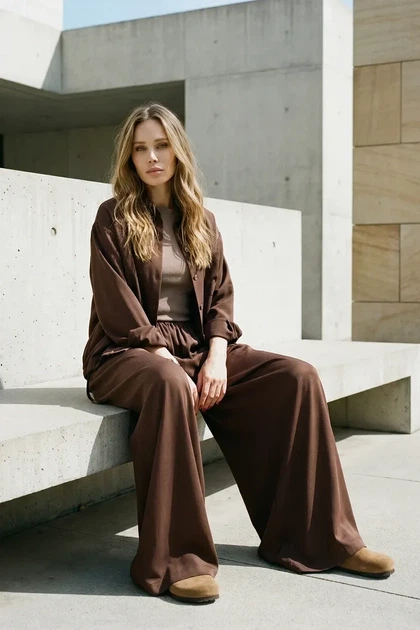 Штаны шаровары Oversize. Шоколад - Фото 3 Штаны шаровары Oversize. Шоколад - изображение 3