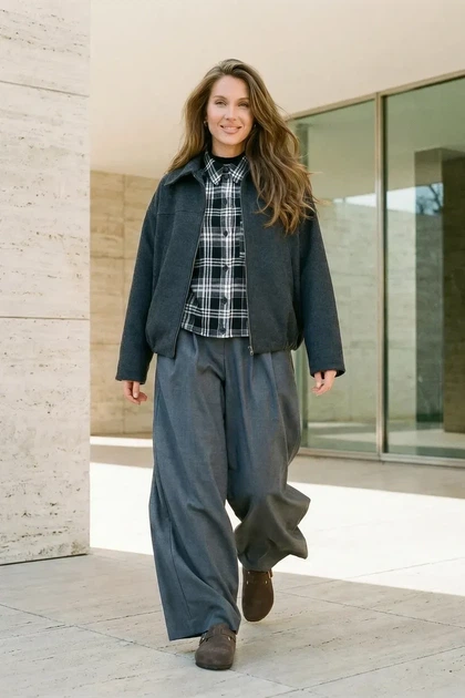 Штаны шаровары Oversize. Cерый - Фото 1 Штаны шаровары Oversize. Cерый - изображение 1