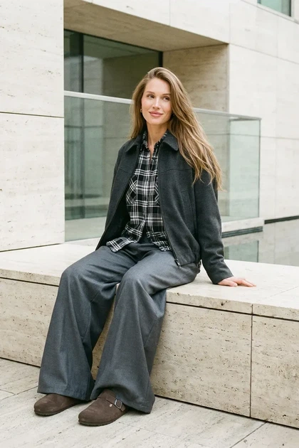 Штаны шаровары Oversize. Cерый - Фото 3 Штаны шаровары Oversize. Cерый - изображение 3