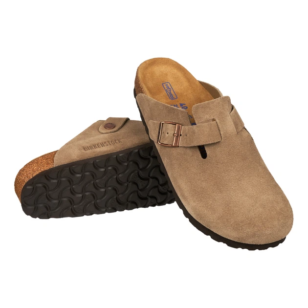 Замшевые шлепанцы Birkenstock Boston Taupe 37 – купить онлайн на