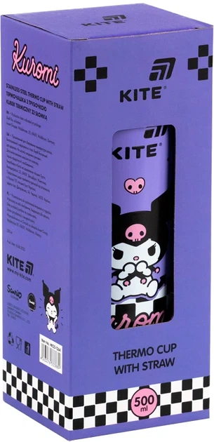 Термочашка с трубочкой Kite Kuromi 500 мл Фиолетовая (HK25-1264) - изображение 3