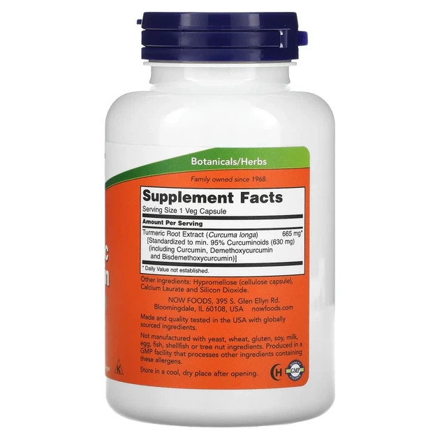Куркумін із куркумі NOW Foods (Curcumin) 665 мг 120 веганських капсул (NOW-04639) - зображення 2