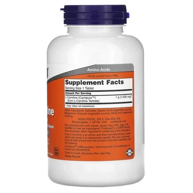L-карнітин NOW Foods (L-Carnitine) 1000 мг 100 таблеток (NOW-00068) - зображення 2