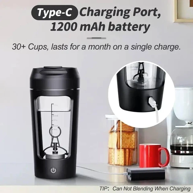 Электрический шейкер на аккумуляторе Automatic Mixing Cup 650 мл, Tritan, черный - изображение 2