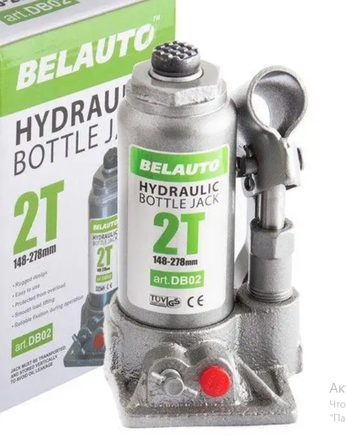Домкрат гідравлічний пляшковий 2 т BELAUTO 148-278 мм для автомобіля в картонній упаковці (DB02) - изображение 3