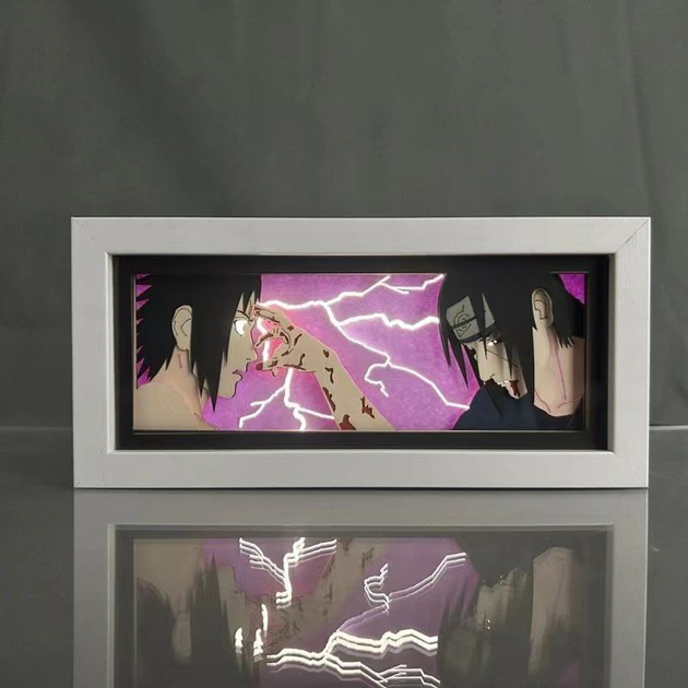 Многослойный 3D ночник лампа аниме Naruto Итачи и Саске Учиха светильник для комнаты Наруто - изображение 5
