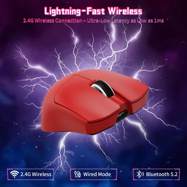 Ігрова бездротова миша ATTACK SHARK X11SE 59 г | PixArt PAW3311 | Tri-Mode 2.4G / Bluetooth / USB | до 18 000 DPI (червона) - зображення 3