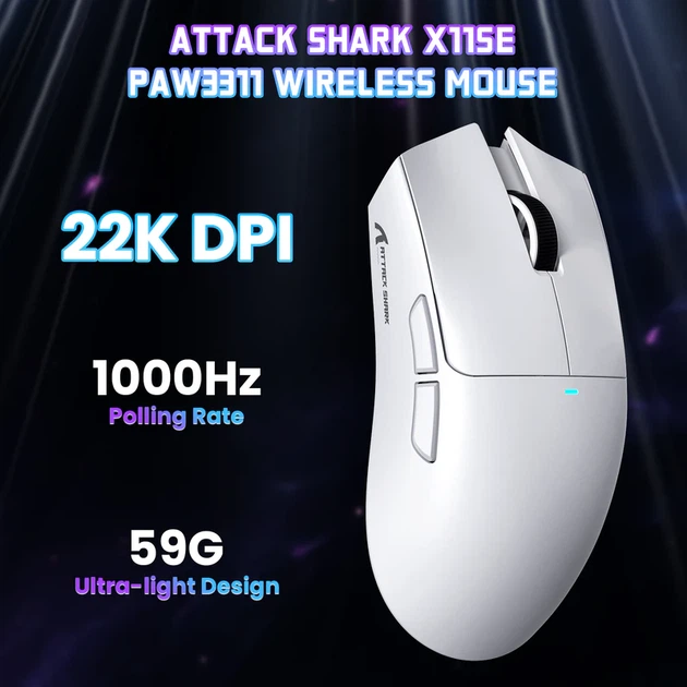 Ігрова бездротова миша ATTACK SHARK X11SE 59 г | PixArt PAW3311 | Tri-Mode 2.4G / Bluetooth / USB | до 18 000 DPI (біла) - зображення 2