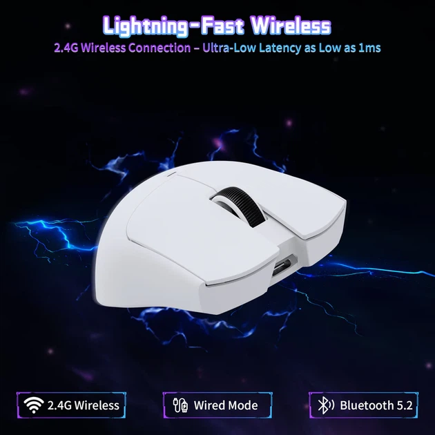 Ігрова бездротова миша ATTACK SHARK X11SE 59 г | PixArt PAW3311 | Tri-Mode 2.4G / Bluetooth / USB | до 18 000 DPI (біла) - зображення 4