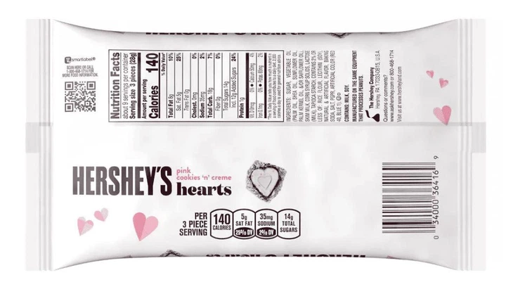 Шоколадні цукерки Hershey's Valentine's Day Pink Cookies 'n Crème Hearts Candy 249г - Фото 2 Шоколадні цукерки Hershey's Valentine's Day Pink Cookies 'n Crème Hearts Candy 249г - зображення 2