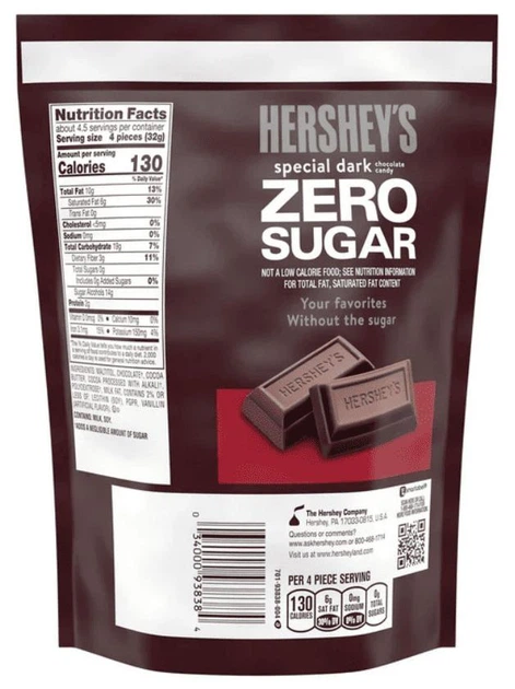 Шоколадные конфеты Hershey's Special Dark Zero Sugar 144г - Фото 2 Шоколадные конфеты Hershey's Special Dark Zero Sugar 144г - изображение 2