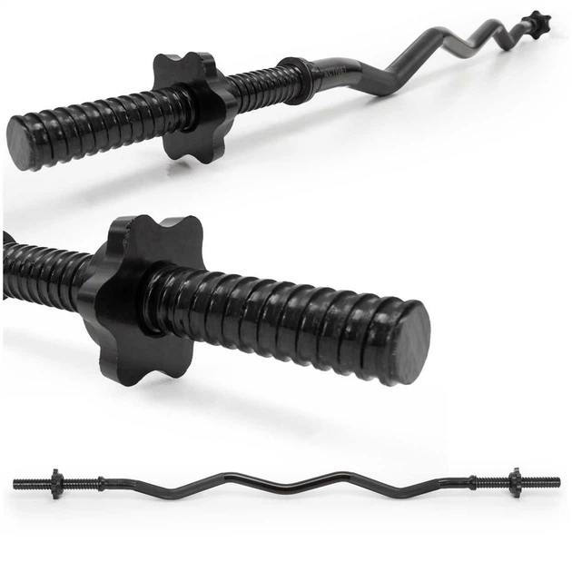 Гриф Actiget Вигнутий Олімпійський Різьбовий 120 см Чорний Сталевий Штанга та затискачі 25 мм ACT0009 (5908455308120) - зображення 3