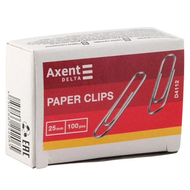Скріпки Axent 25 мм прямі оцинковані 100 шт. (D4112) - изображение 2