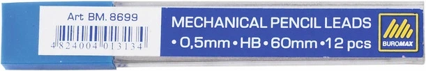 Стержні до механічного олівця Buromax HB 0.5мм 12шт. (BM.8699) - Фото 1 Стержні до механічного олівця Buromax HB 0.5мм 12шт. (BM.8699) - изображение 1