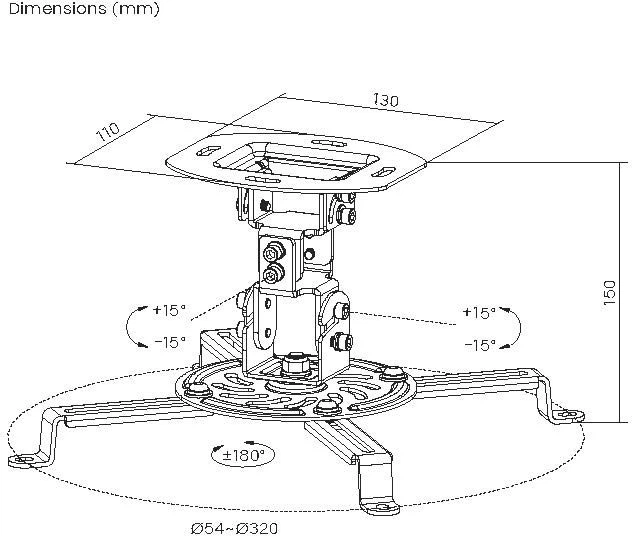 Uchwyt do projektorów Equip 650705 Czarny (4015867238530) - obraz 8