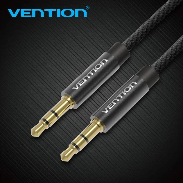 Кабель Vention Fabric Braided 3.5mm Male to Male Audio Cable 1.5m Black (BAGBG) - Фото 3 Кабель Vention Fabric Braided 3.5mm Male to Male Audio Cable 1.5m Black (BAGBG) - зображення 3