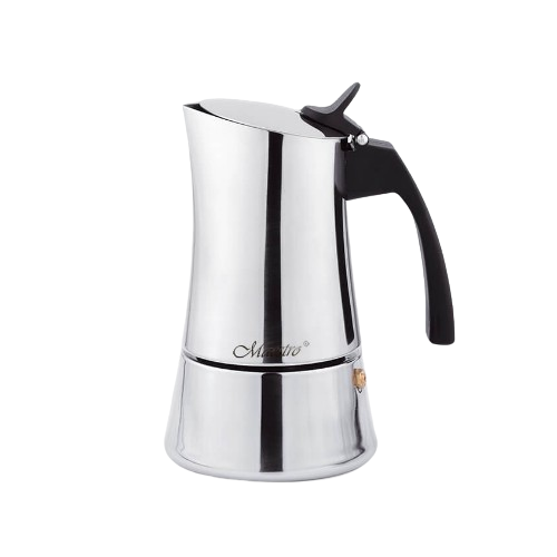 Кавоварка гейзерна 100мл (2 порції) нержавіюча сталь MR-1668-2 Espresso Moka Maestro - Фото 1 Кавоварка гейзерна 100мл (2 порції) нержавіюча сталь MR-1668-2 Espresso Moka Maestro - зображення 1