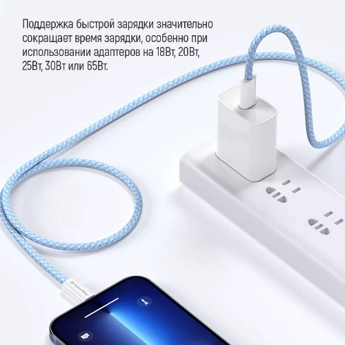 Кабель USB PD Type-C/Type-C ColorWay CW-CBPDCC061-BL 3,0A 60W 1м синій - изображение 6
